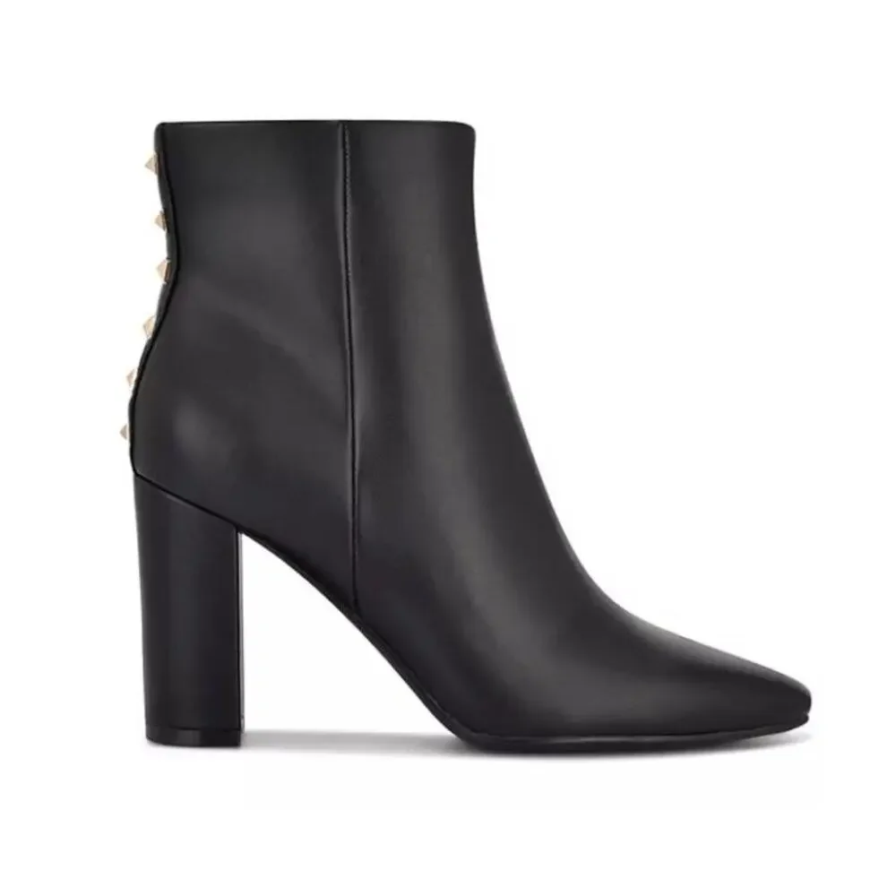 Nine West Yuhav Women's Black Studded Block Heel Boots 9.5